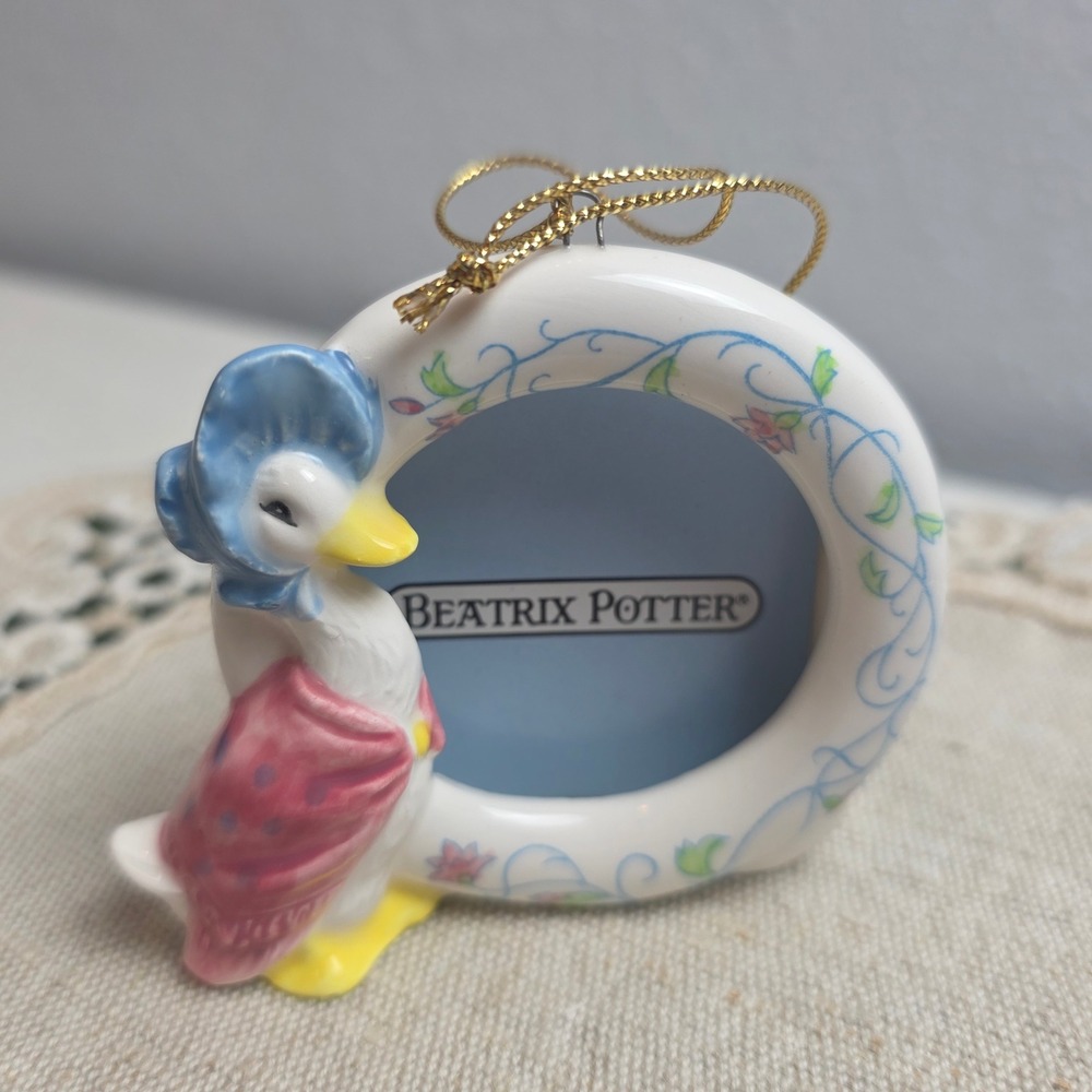 Vintage 1988 Schmid Beatrix Potter Jemima Puddle-Duck Ceramic Frame Ornament